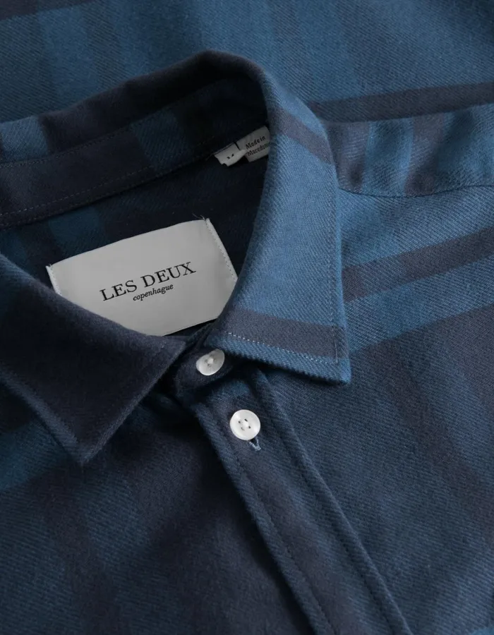 Men Les Deux ShirtsOvershirts Jeremy Flannel Shirt 8211 Dark NavyMidnight Blue