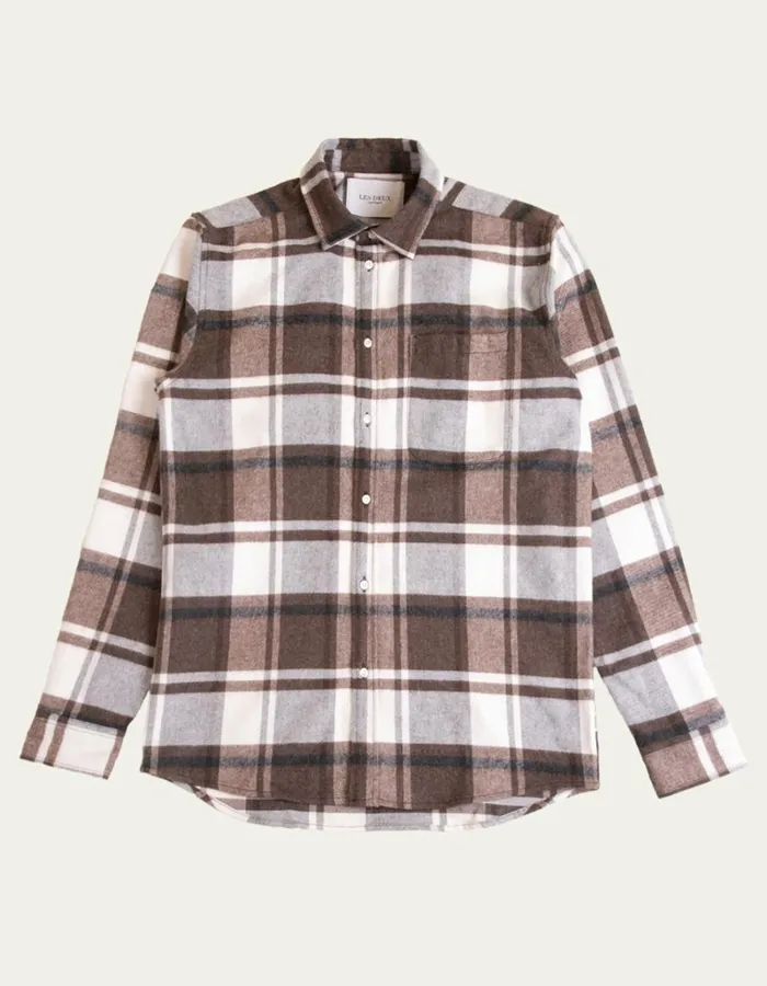 Men Les Deux ShirtsOvershirts Jeremy Flannel Shirt 8211 Dusty TeakIvory