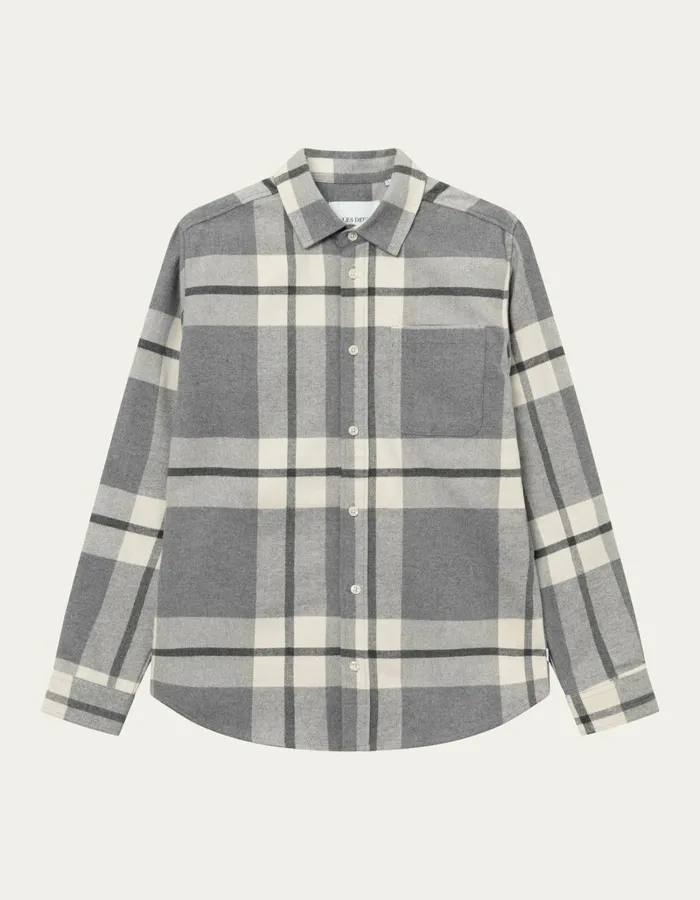 Men Les Deux ShirtsOvershirts Jeremy Flannel Shirt 8211 Snow MelangeLight Grey Melange Men Les Deux ShirtsOvershirts Jeremy Flannel Shirt 8211 Snow MelangeLight Grey Melange