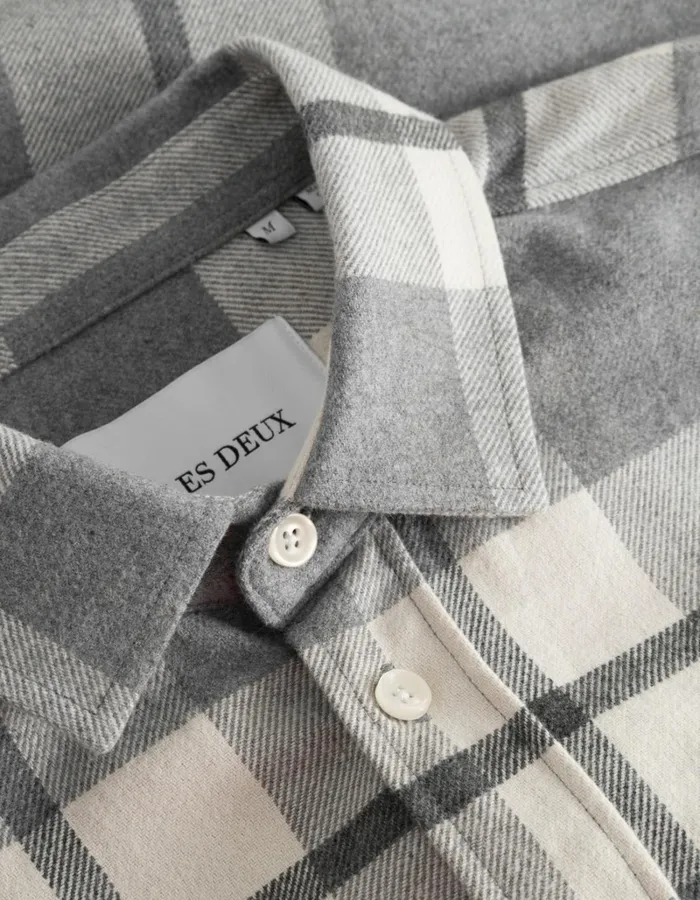 Men Les Deux ShirtsOvershirts Jeremy Flannel Shirt 8211 Snow MelangeLight Grey Melange
