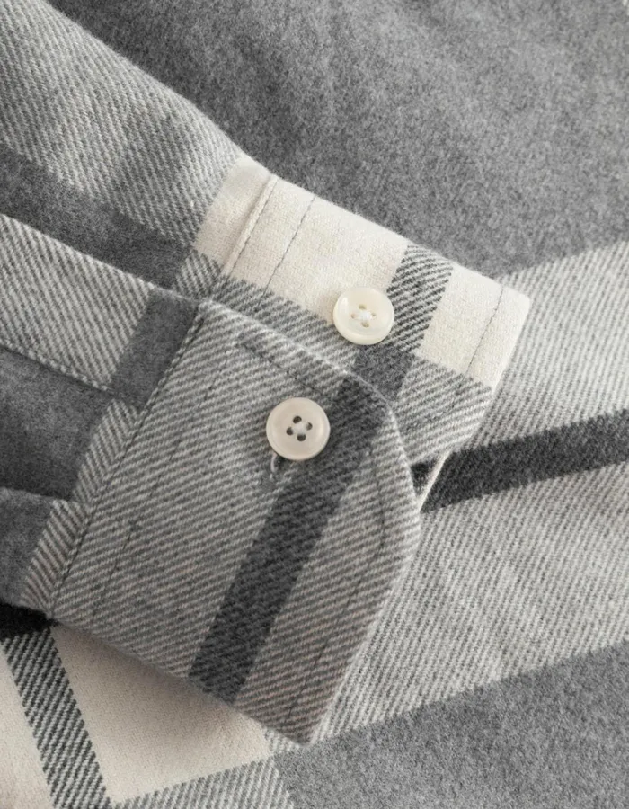 Men Les Deux ShirtsOvershirts Jeremy Flannel Shirt 8211 Snow MelangeLight Grey Melange