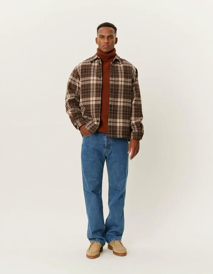 Men Les Deux ShirtsOvershirts Jonathan Check Overshirt 8211 Coffee BrownDark Sand