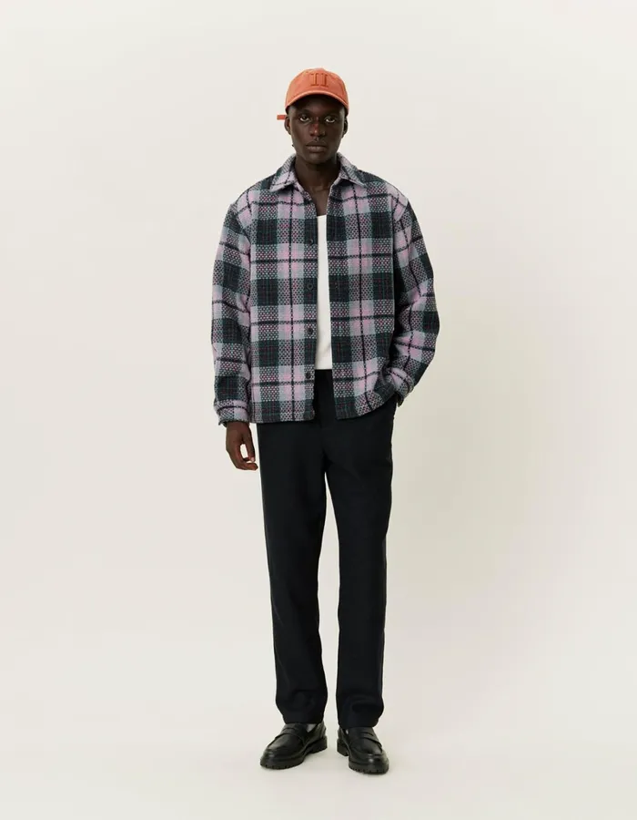 Men Les Deux ShirtsOvershirts Jonathan Check Overshirt 8211 Dark NavyOyster Rose
