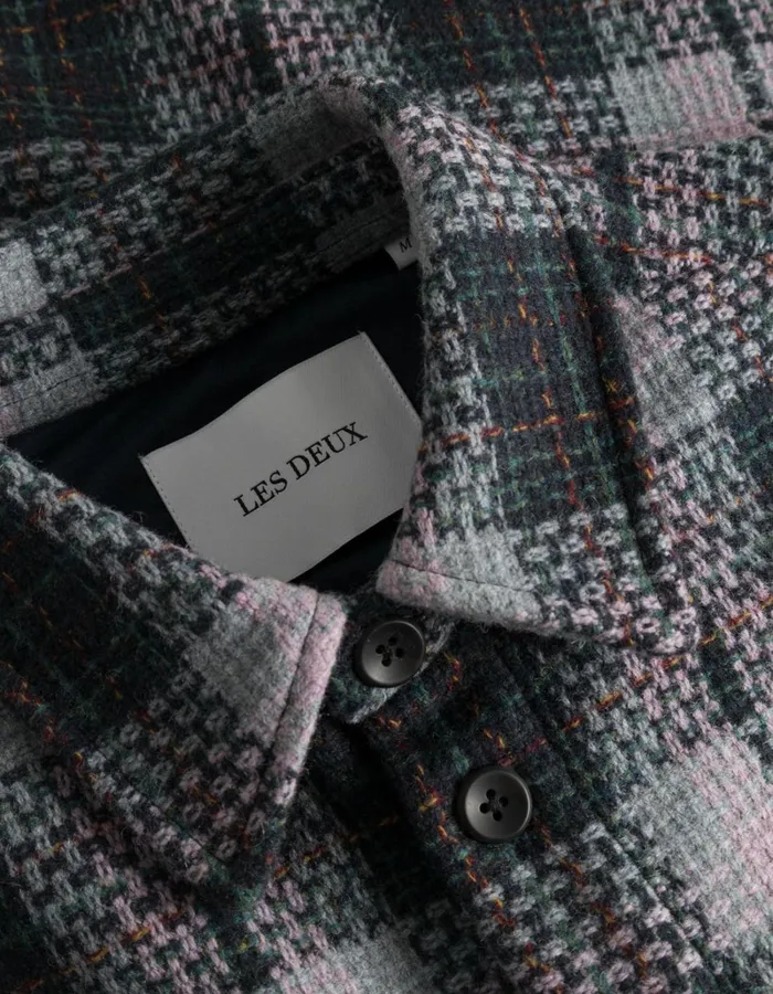 Men Les Deux ShirtsOvershirts Jonathan Check Overshirt 8211 Dark NavyOyster Rose