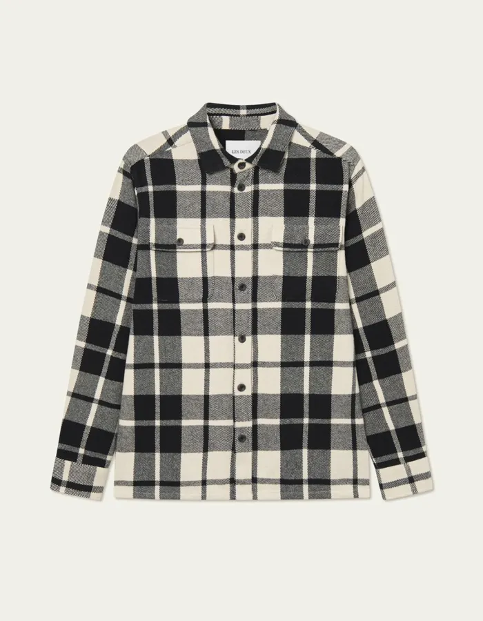 Men Les Deux ShirtsOvershirts Joseph Check Overshirt 8211 BlackIvory