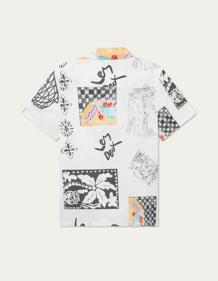 Men Les Deux ShirtsOvershirts Kamar AOP SS Shirt 8211 Light Ivory