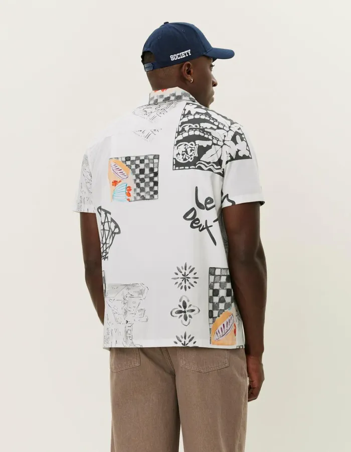 Men Les Deux ShirtsOvershirts Kamar AOP SS Shirt 8211 Light Ivory