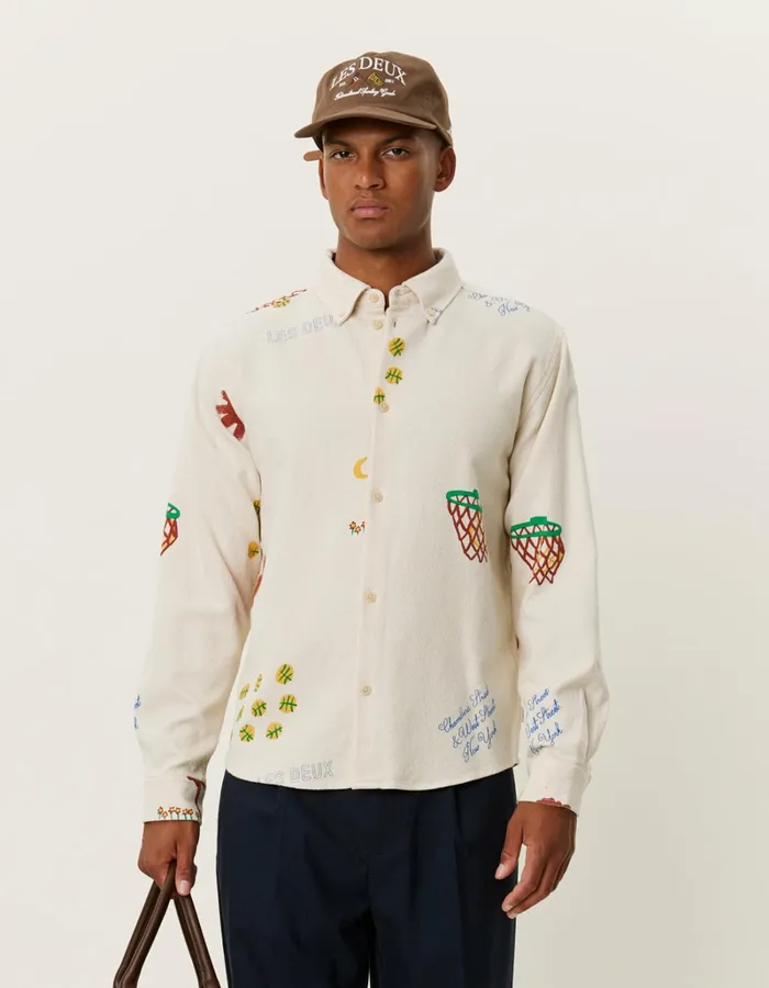 Men Les Deux ShirtsOvershirts Karl AOP Shirt 20 8211 IvoryArabian Spice