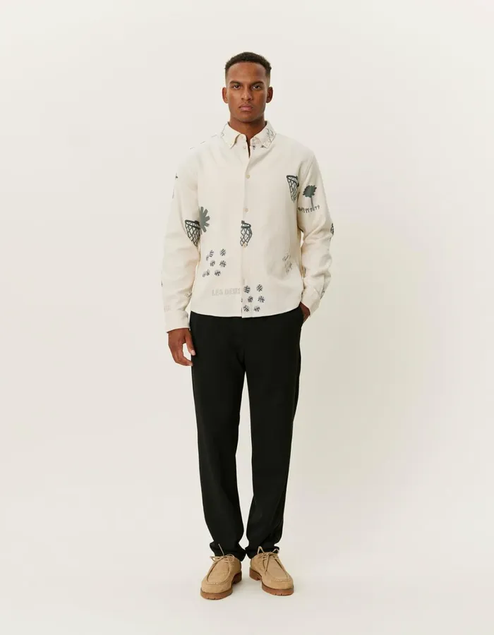 Men Les Deux ShirtsOvershirts Karl AOP Shirt 20 8211 IvoryGrey