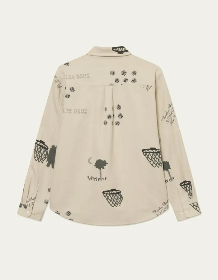 Men Les Deux ShirtsOvershirts Karl AOP Shirt 20 8211 IvoryGrey