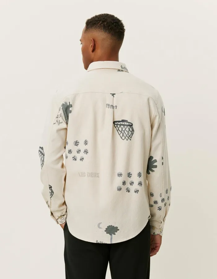 Men Les Deux ShirtsOvershirts Karl AOP Shirt 20 8211 IvoryGrey
