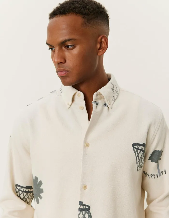 Men Les Deux ShirtsOvershirts Karl AOP Shirt 20 8211 IvoryGrey