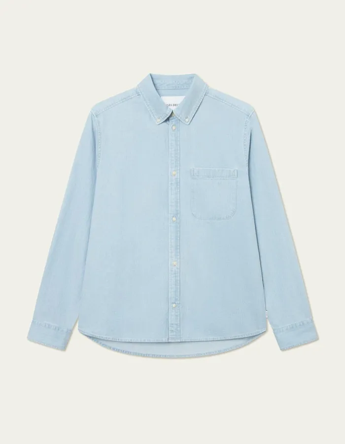 Men Les Deux ShirtsOvershirts Kash Denim Shirt 8211 Light Blue Wash