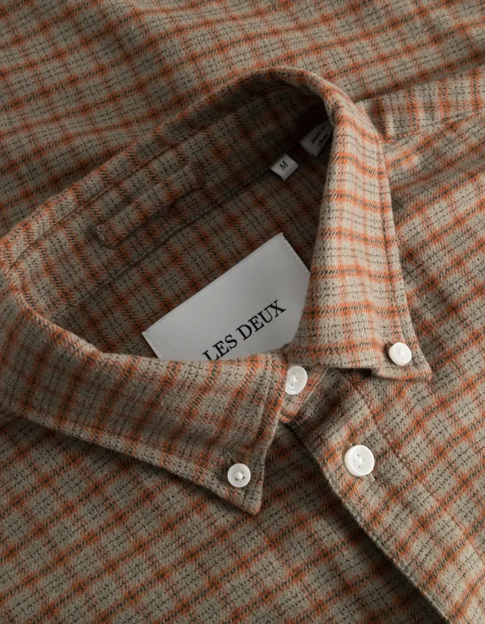 Men Les Deux ShirtsOvershirts Kent Check Shirt 20 8211 Desert TaupeArabian Spice