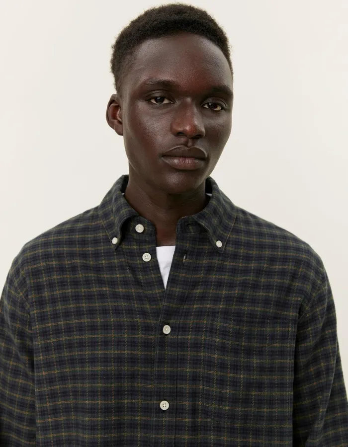 Men Les Deux ShirtsOvershirts Kent Check Shirt 20 8211 Pine GreenBlack