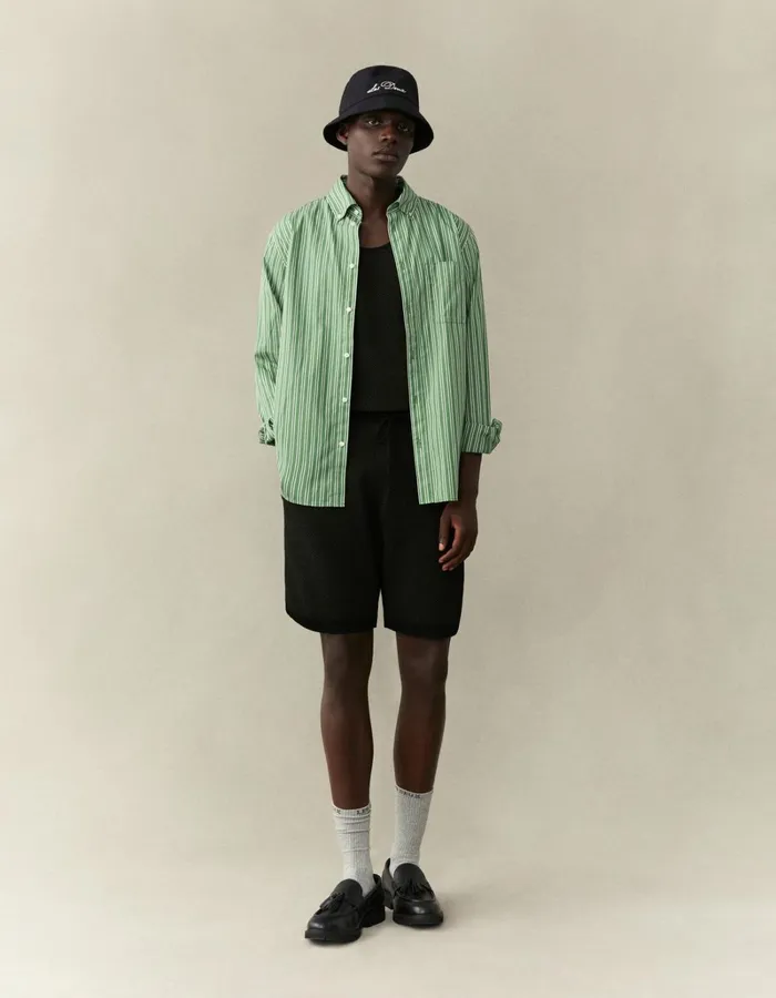 Men Les Deux ShirtsOvershirts Kent Poplin Shirt 8211 Light IvoryVintage Green