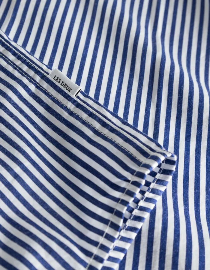 Men Les Deux ShirtsOvershirts Kent Poplin Shirt 8211 WhiteSurf Blue