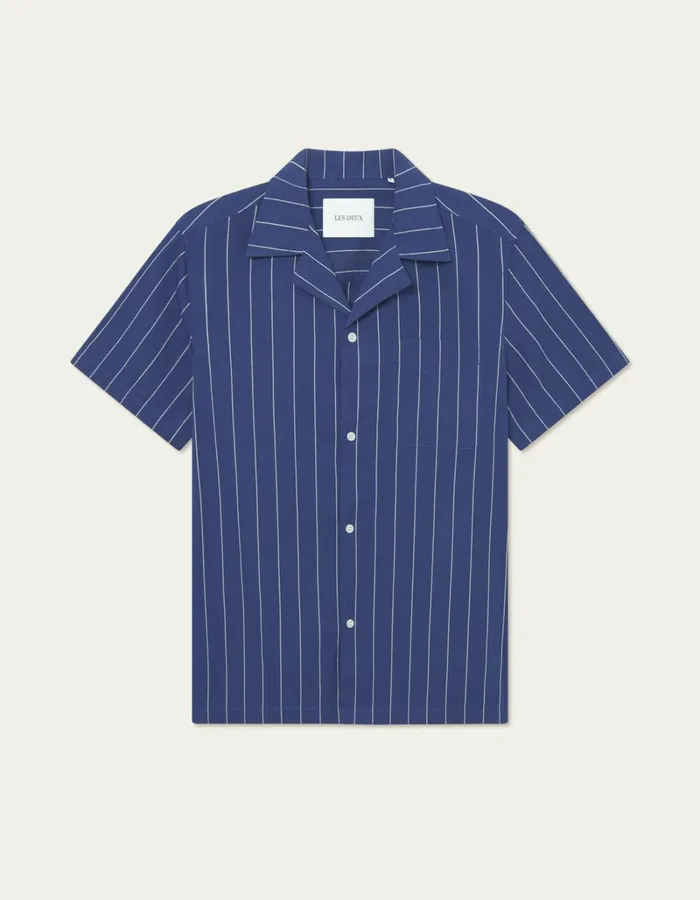 Men Les Deux ShirtsOvershirts Klark Stripe Poplin SS Shirt 8211 BlueprintWhite Men Les Deux ShirtsOvershirts Klark Stripe Poplin SS Shirt 8211 BlueprintWhite