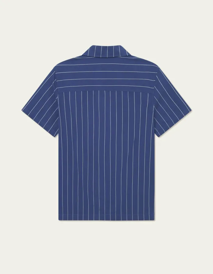 Men Les Deux ShirtsOvershirts Klark Stripe Poplin SS Shirt 8211 BlueprintWhite