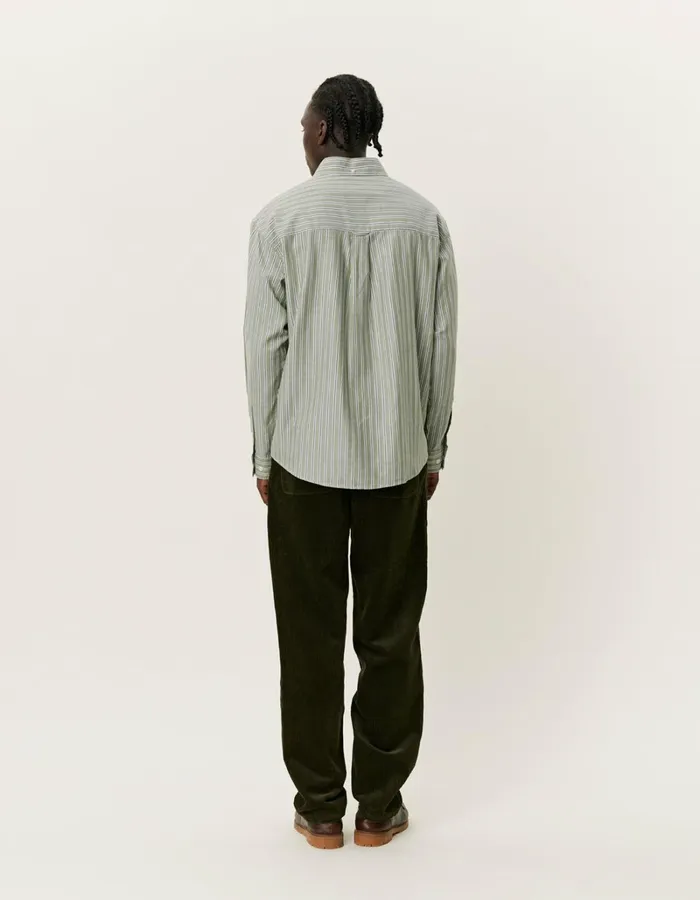Men Les Deux ShirtsOvershirts Kolton Herringbone Poplin Shirt 8211 WhiteChive Green