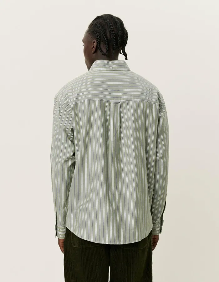 Men Les Deux ShirtsOvershirts Kolton Herringbone Poplin Shirt 8211 WhiteChive Green