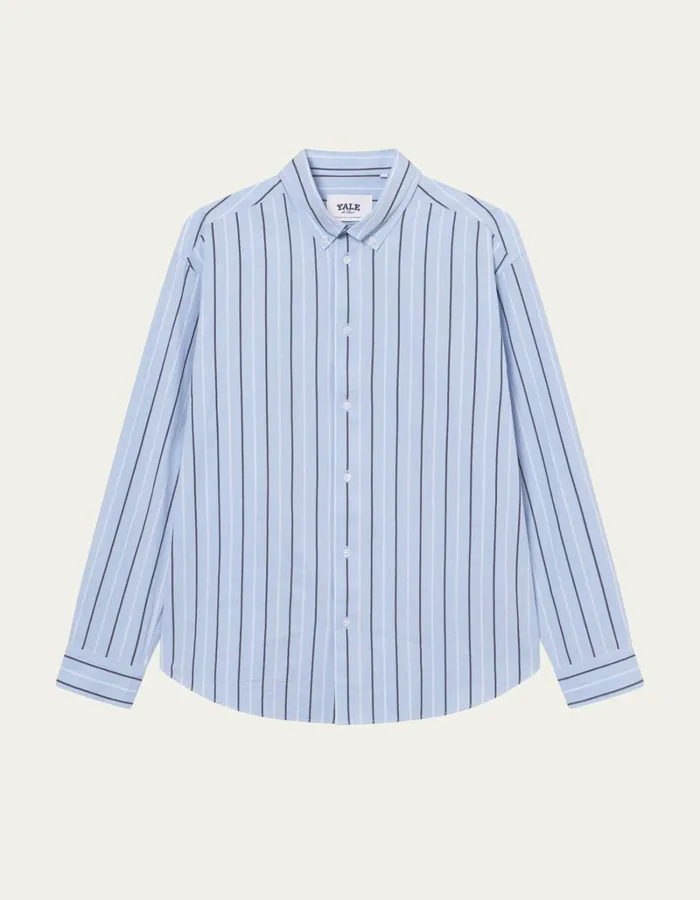 Men Les Deux ShirtsOvershirts Kolton Striped Yale Shirt 8211 Sky BlueBlack