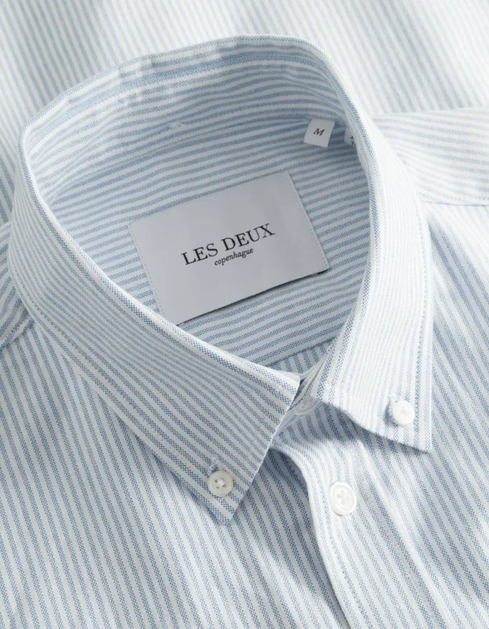 Men Les Deux ShirtsOvershirts Konrad Contrast Oxford Shirt 8211 Light BlueWhite