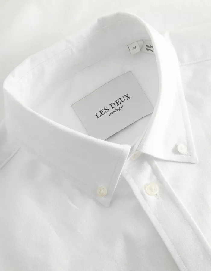 Men Les Deux ShirtsOvershirts Konrad Contrast Oxford Shirt 8211 WhiteWhite