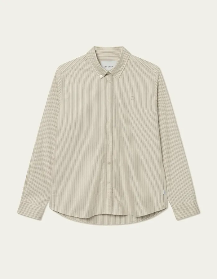 Men Les Deux ShirtsOvershirts Konrad Stripe Oxford Shirt 8211 Light IvoryLight Desert Sand Men Les Deux ShirtsOvershirts Konrad Stripe Oxford Shirt 8211 Light IvoryLight Desert Sand