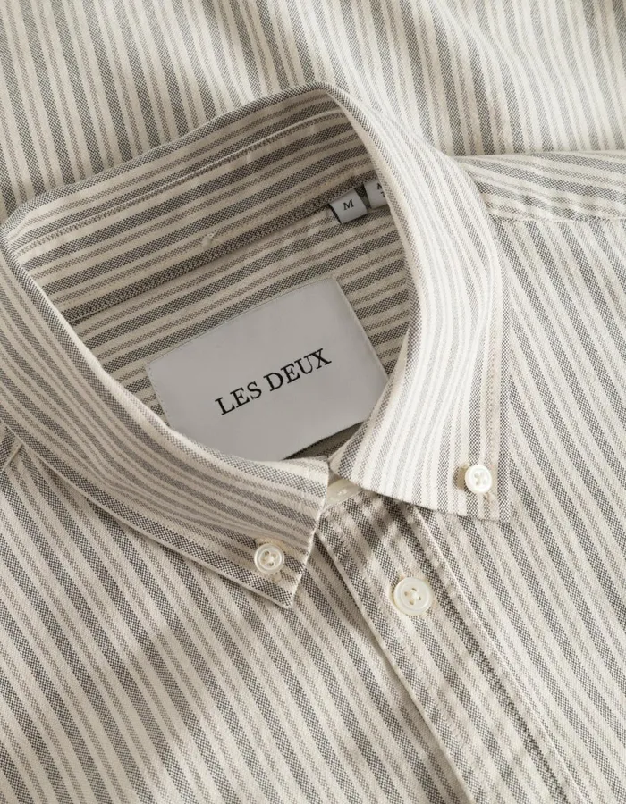 Men Les Deux ShirtsOvershirts Konrad Stripe Oxford Shirt 8211 Light IvoryRosin