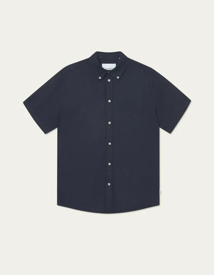 Men Les Deux ShirtsOvershirts Kris Linen SS Shirt 8211 Dark Navy