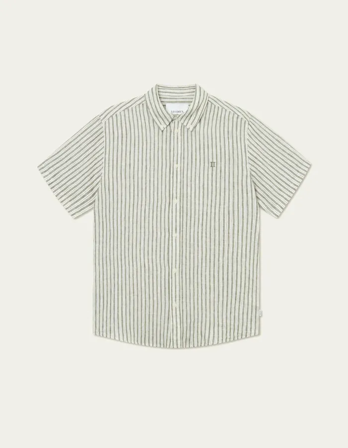 Men Les Deux ShirtsOvershirts Kris Linen SS Shirt 8211 Light IvoryLichen Green Men Les Deux ShirtsOvershirts Kris Linen SS Shirt 8211 Light IvoryLichen Green