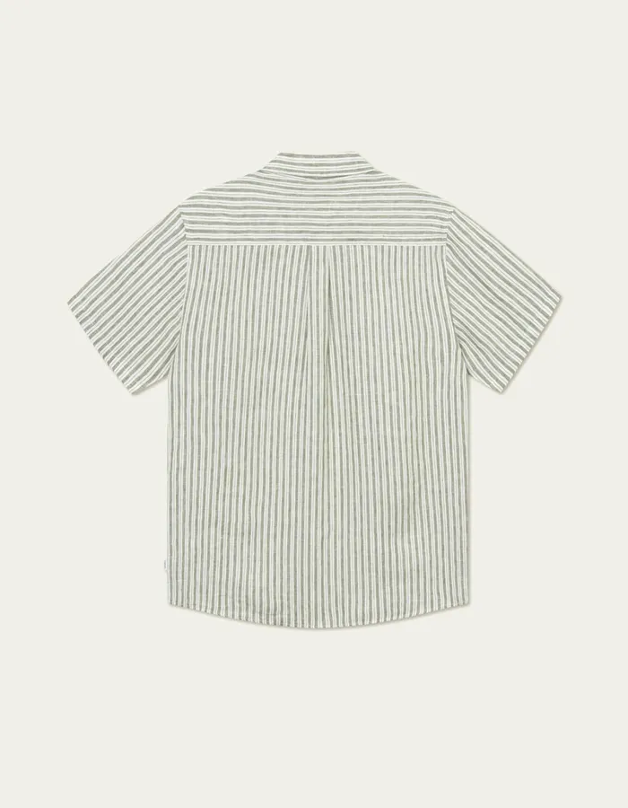 Men Les Deux ShirtsOvershirts Kris Linen SS Shirt 8211 Light IvoryLichen Green