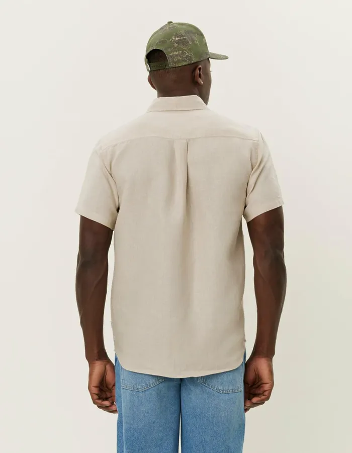 Men Les Deux ShirtsOvershirts Kris Linen SS Shirt 8211 Light IvoryLichen Green