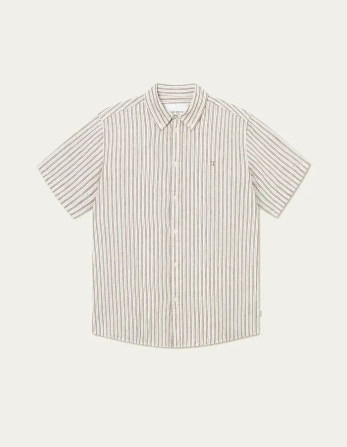 Men Les Deux ShirtsOvershirts Kris Linen SS Shirt 8211 Light IvoryWalnut