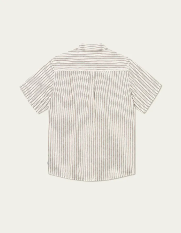 Men Les Deux ShirtsOvershirts Kris Linen SS Shirt 8211 Light IvoryWalnut