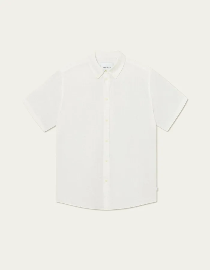 Men Les Deux ShirtsOvershirts Kris Linen SS Shirt 8211 WhiteWhite