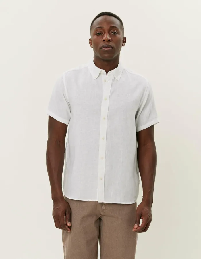 Men Les Deux ShirtsOvershirts Kris Linen SS Shirt 8211 WhiteWhite
