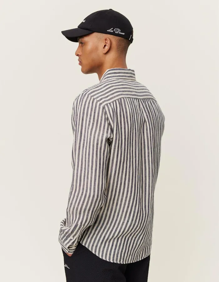 Men Les Deux ShirtsOvershirts Kristian Linen BD Shirt 8211 Dark NavyIvory