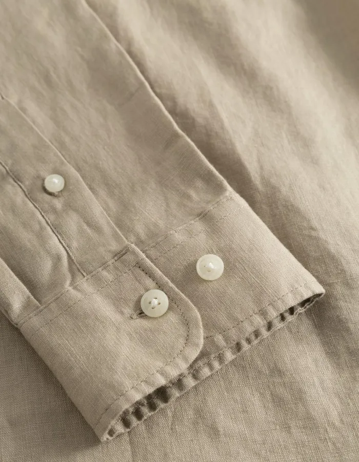 Men Les Deux ShirtsOvershirts Kristian Linen BD Shirt 8211 Dark Sand