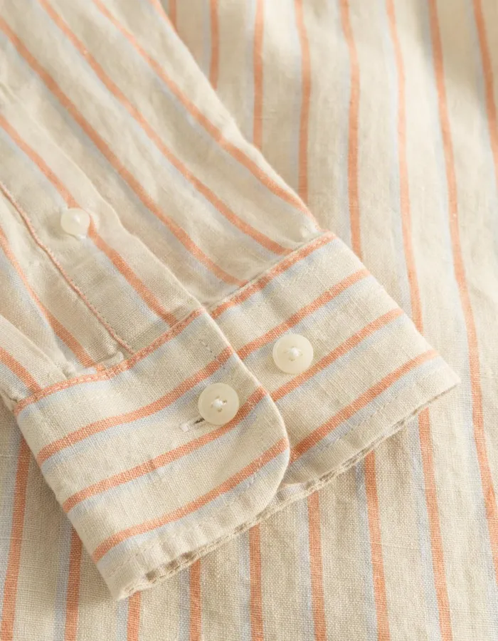 Men Les Deux ShirtsOvershirts Kristian Linen BD Shirt 8211 IvoryBaked Papaya