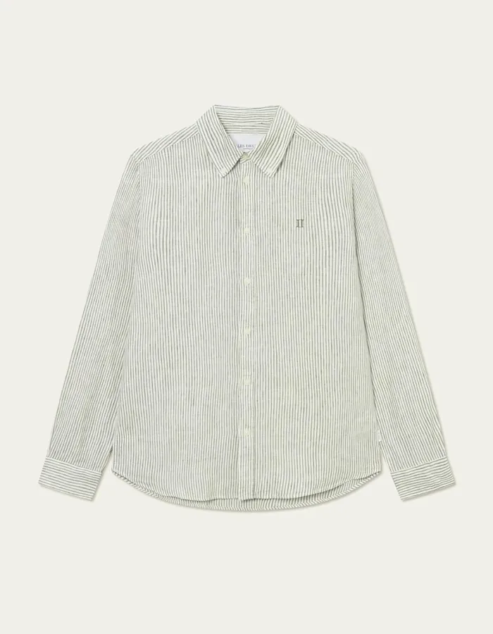 Men Les Deux ShirtsOvershirts Kristian Linen BD Shirt 8211 Light IvoryLichen Green Men Les Deux ShirtsOvershirts Kristian Linen BD Shirt 8211 Light IvoryLichen Green