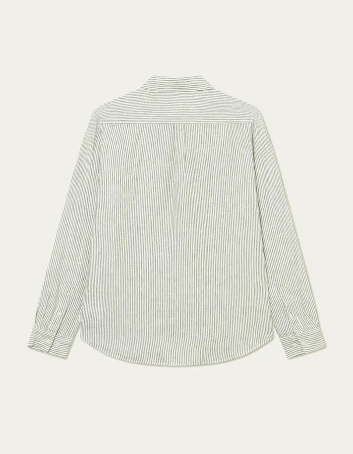 Men Les Deux ShirtsOvershirts Kristian Linen BD Shirt 8211 Light IvoryLichen Green