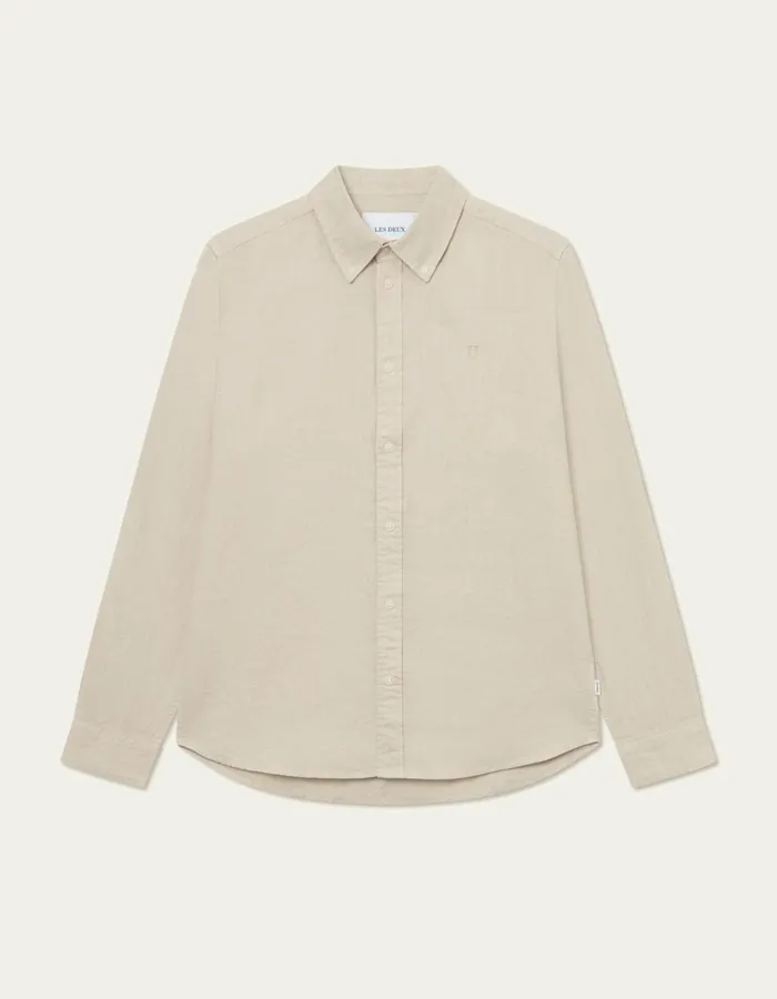 Men Les Deux ShirtsOvershirts Kristian Linen BD Shirt 8211 Light Sand