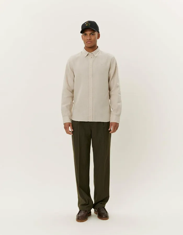 Men Les Deux ShirtsOvershirts Kristian Linen BD Shirt 8211 Light Sand