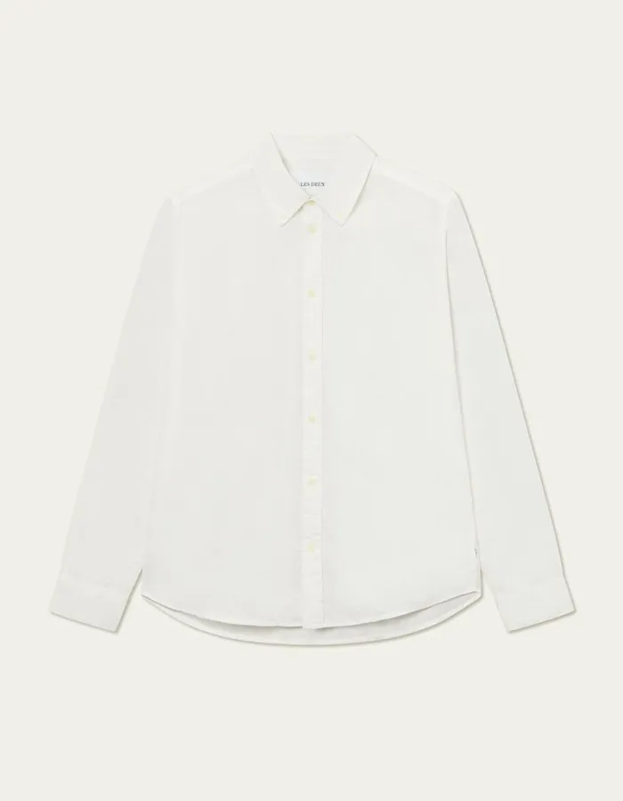 Men Les Deux ShirtsOvershirts Kristian Linen BD Shirt 8211 WhiteWhite