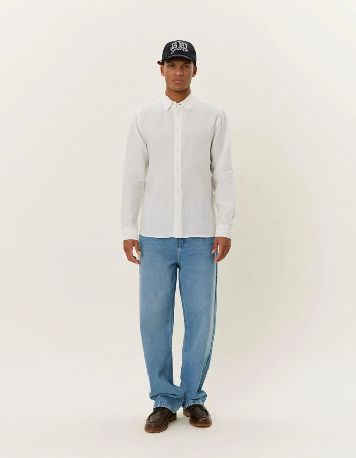 Men Les Deux ShirtsOvershirts Kristian Linen BD Shirt 8211 WhiteWhite