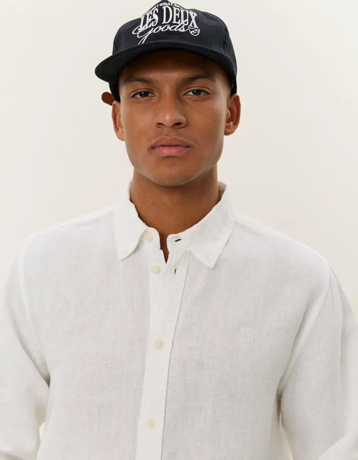 Men Les Deux ShirtsOvershirts Kristian Linen BD Shirt 8211 WhiteWhite