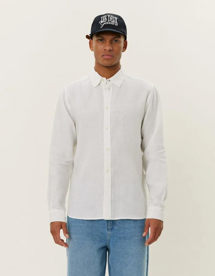 Men Les Deux ShirtsOvershirts Kristian Linen BD Shirt 8211 WhiteWhite