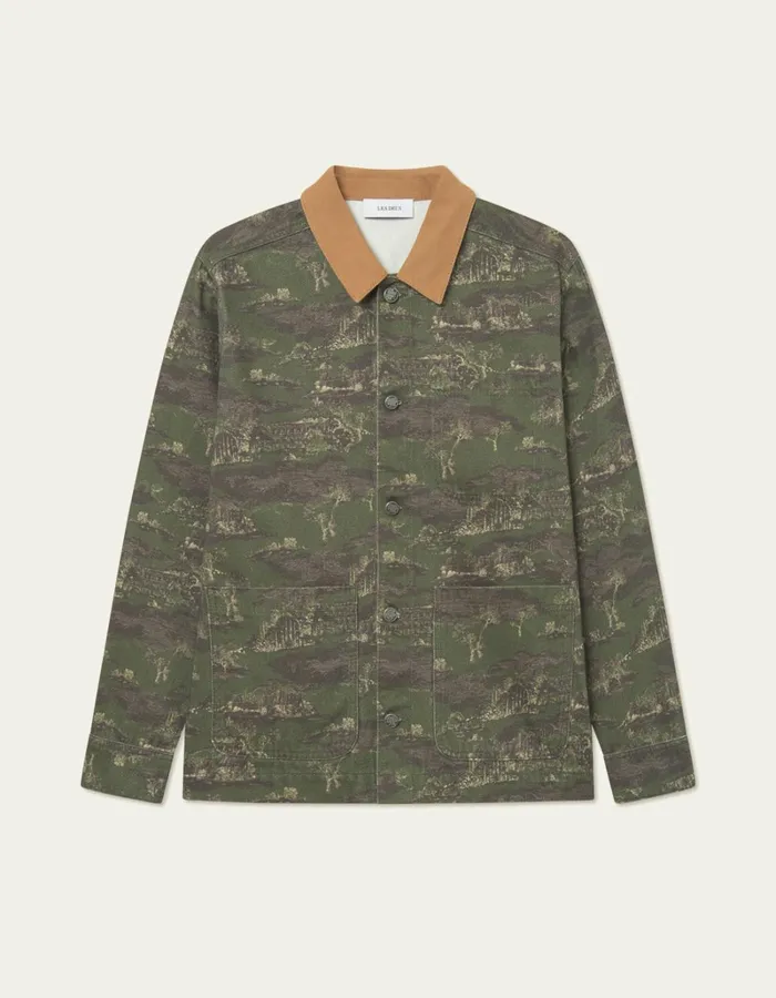 Men Les Deux ShirtsOvershirts Layton AOP Denim Overshirt 20 8211 Chive GreenSummer Melon Men Les Deux ShirtsOvershirts Layton AOP Denim Overshirt 20 8211 Chive GreenSummer Melon